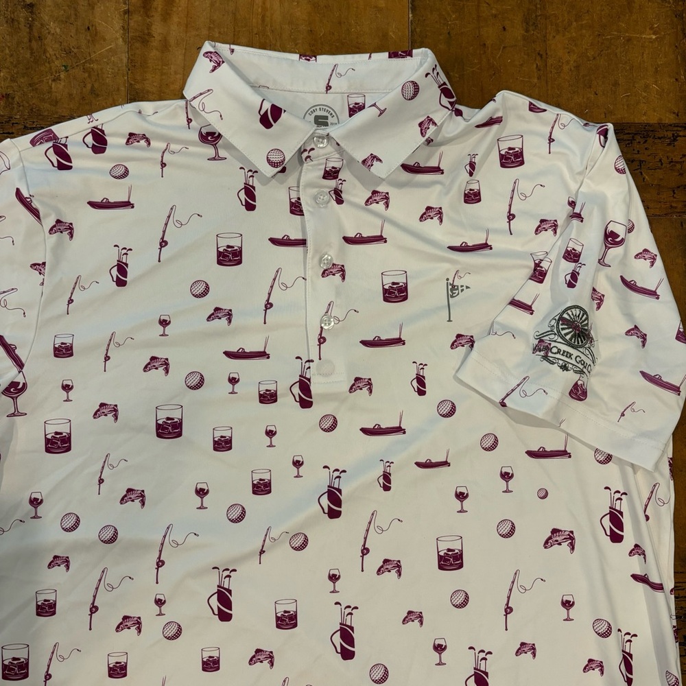 Coby Stevens XLarge Fishing/drinks Golf Polo Vaaler Creek Golf Club